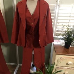 Vintage 3 piece polyester brick suit.